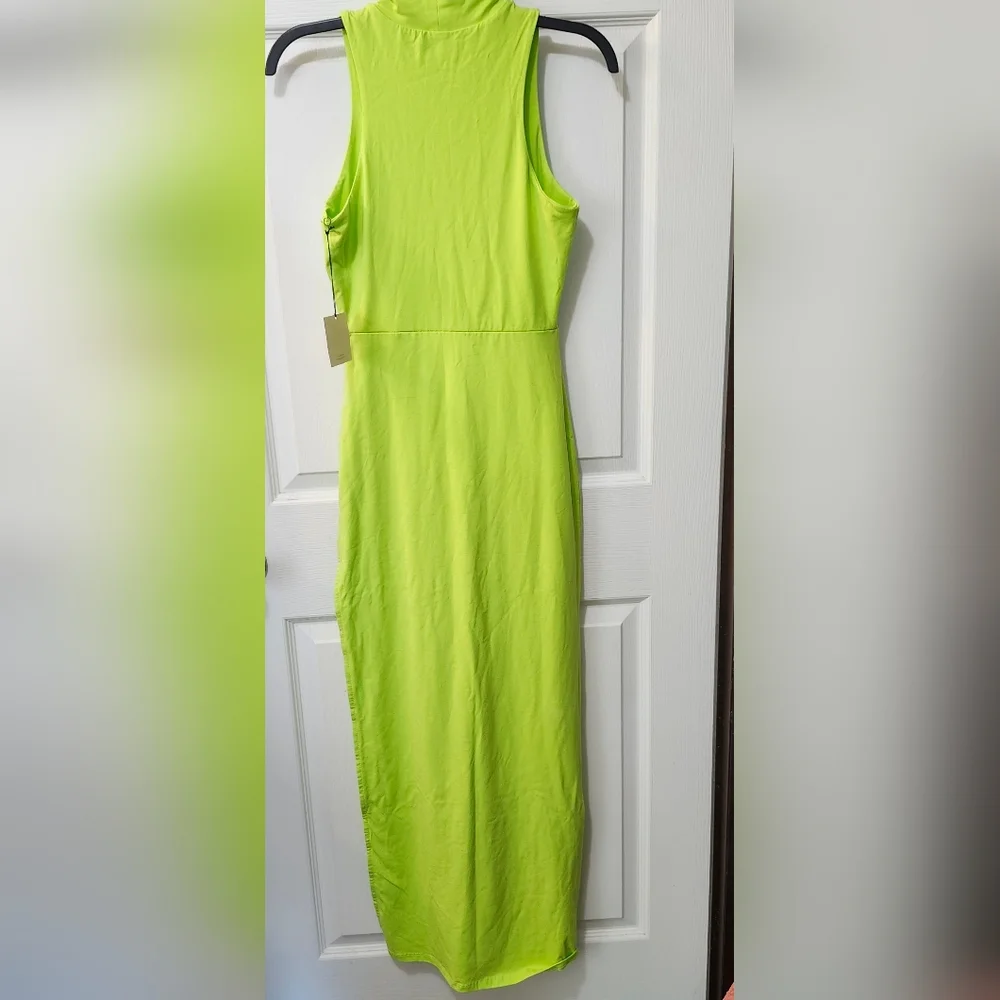 NWT Revolve Superdown Green Janet Slit Bodycon Sleeveless Turtleneck Dress Sz XS - Picture 6 of 9